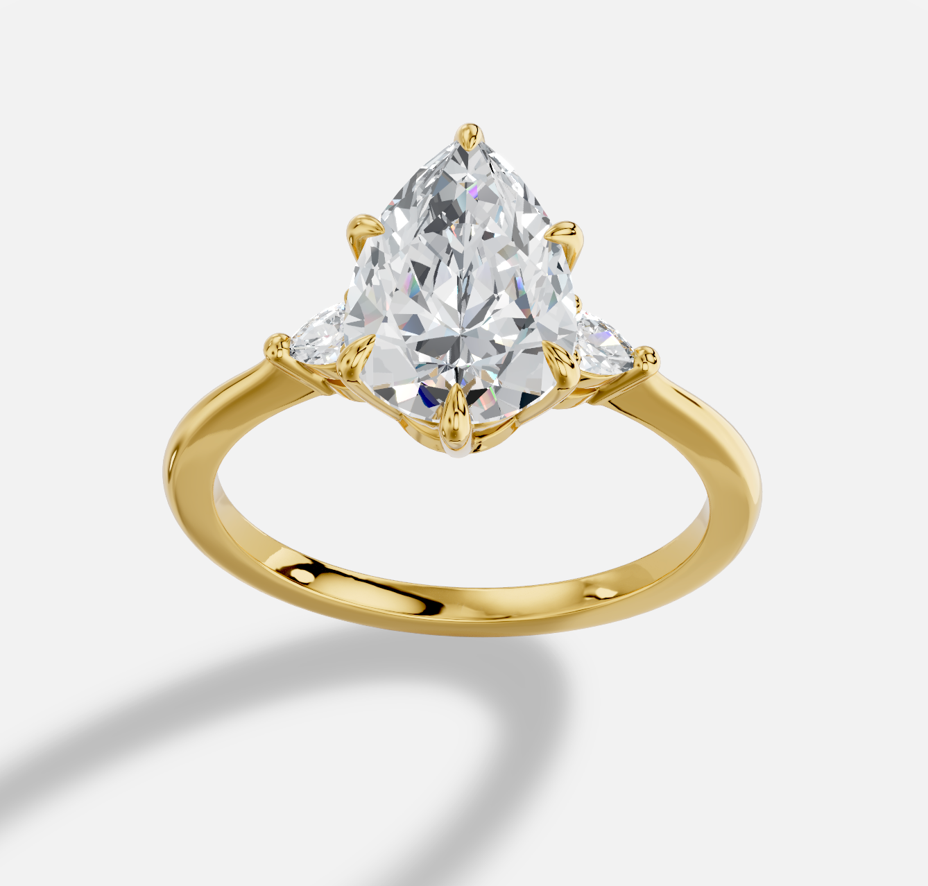 Pear Diamond Ring in 18K Yellow Gold