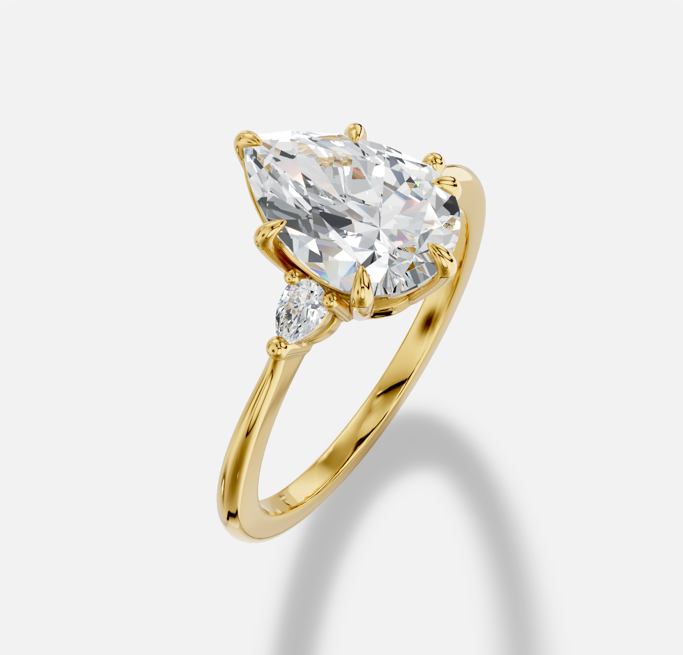 Pear Diamond Ring in 18K Yellow Gold - 图片 3