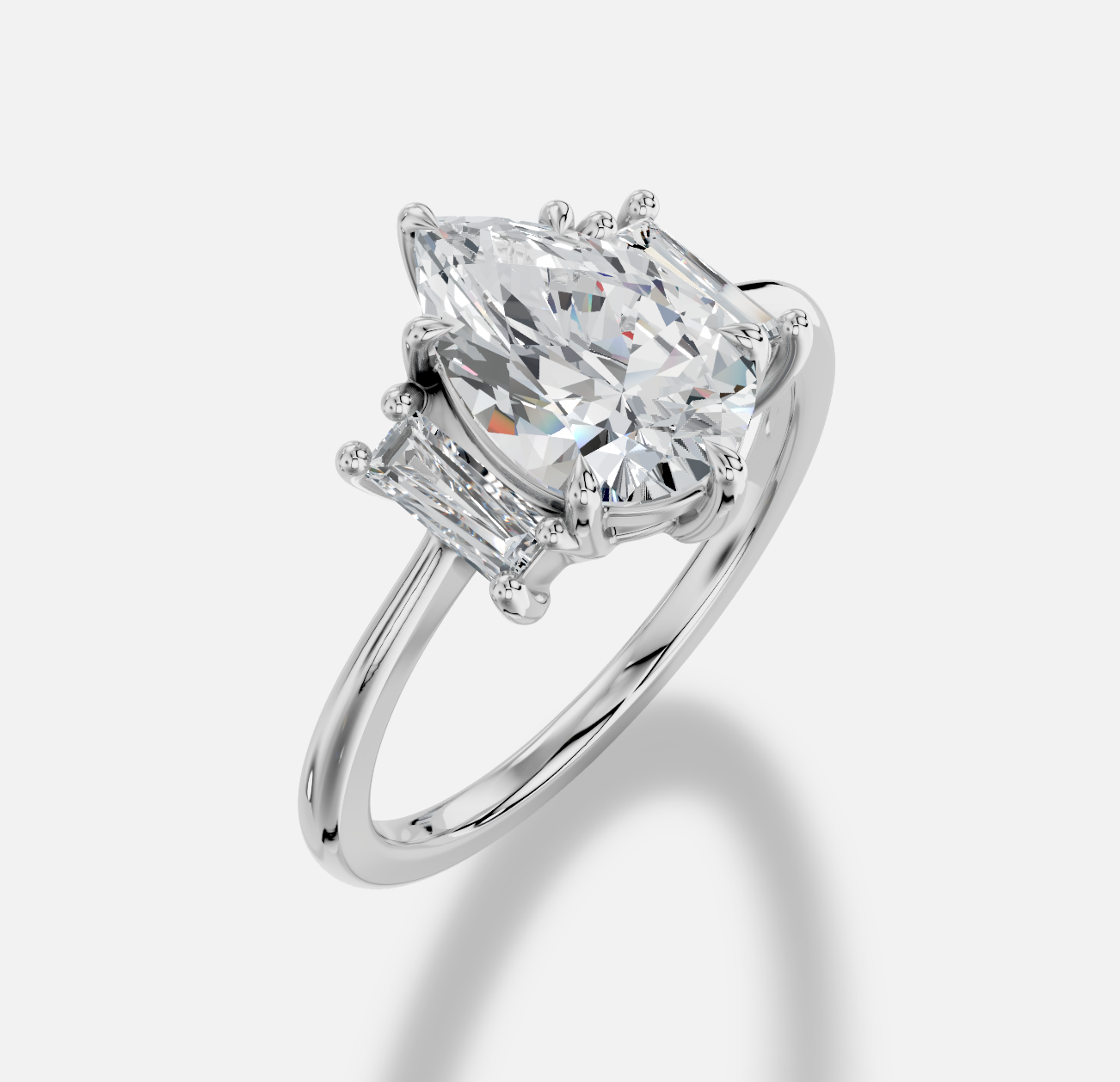 Pear Three Stone Diamond Ring in 18K White Gold - 图片 4