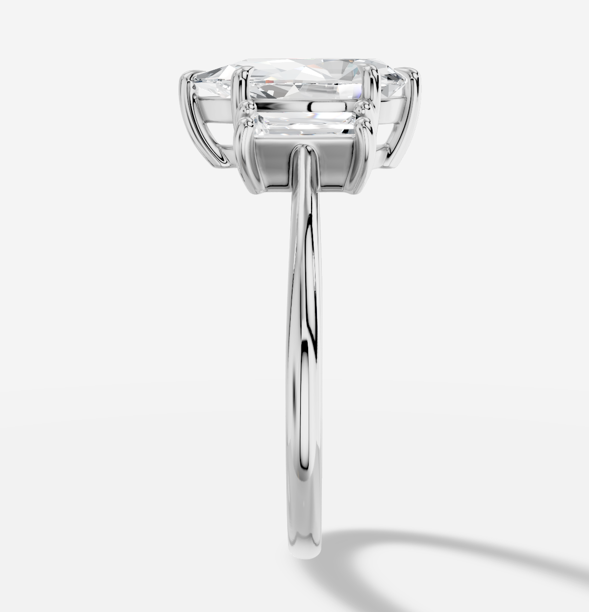 Pear Three Stone Diamond Ring in 18K White Gold - 图片 3