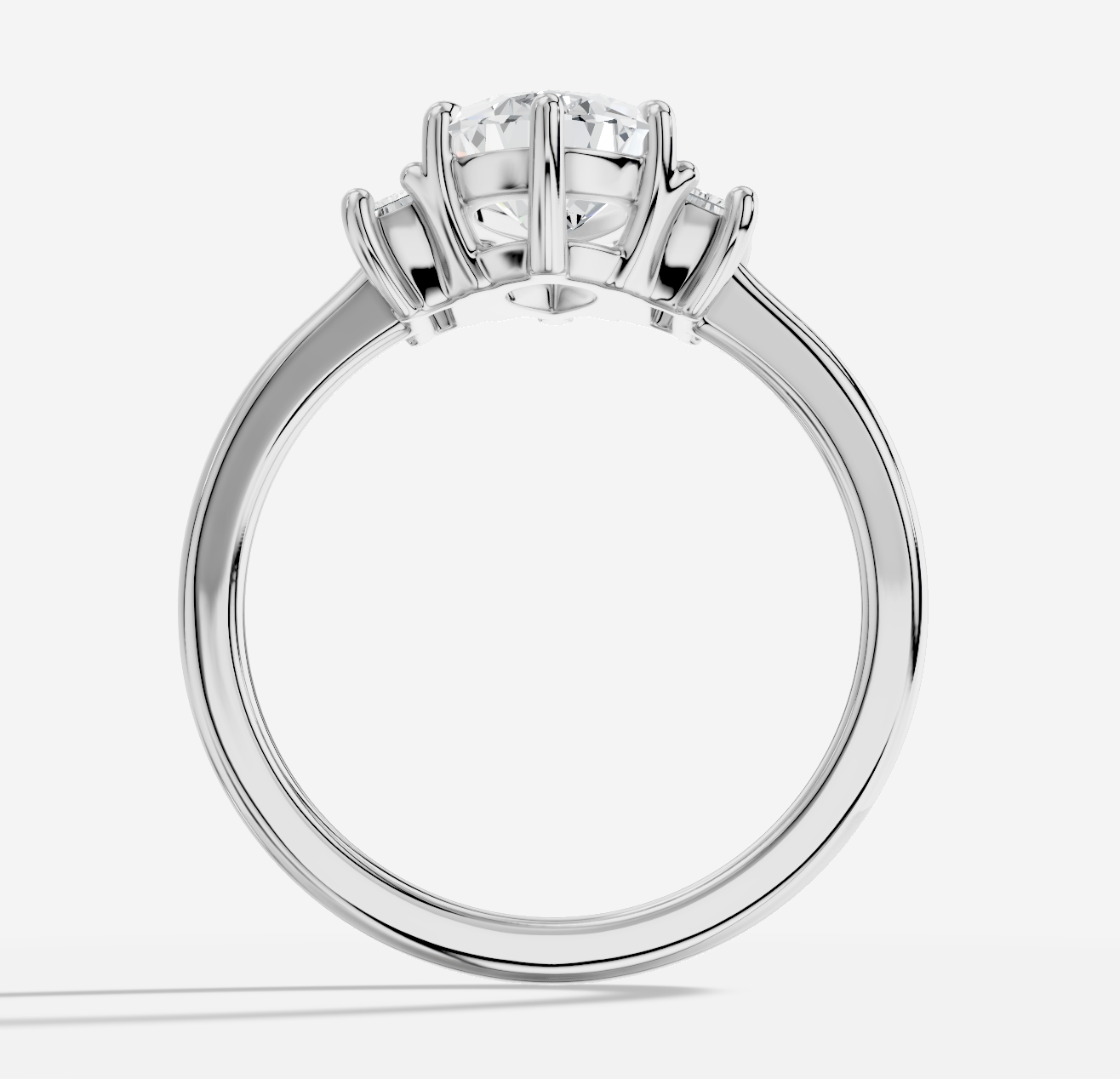 Pear Three Stone Diamond Ring in 18K White Gold - 图片 2