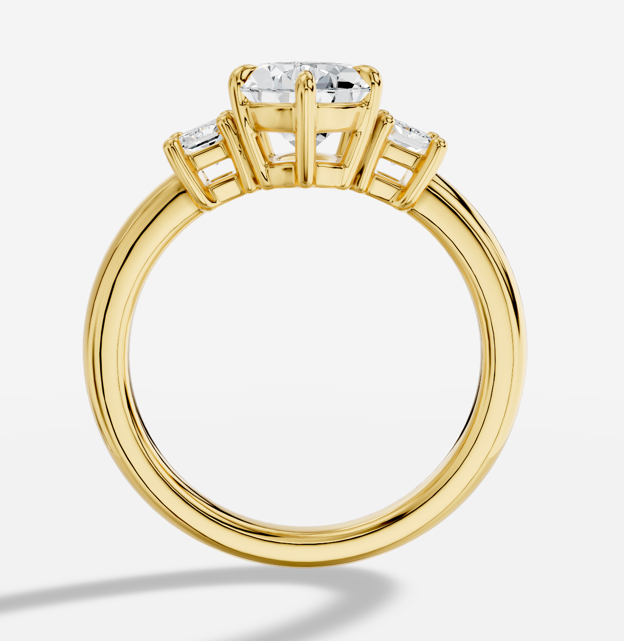 Pear Three Stone Diamond Ring in 18K Yellow Gold - 图片 3