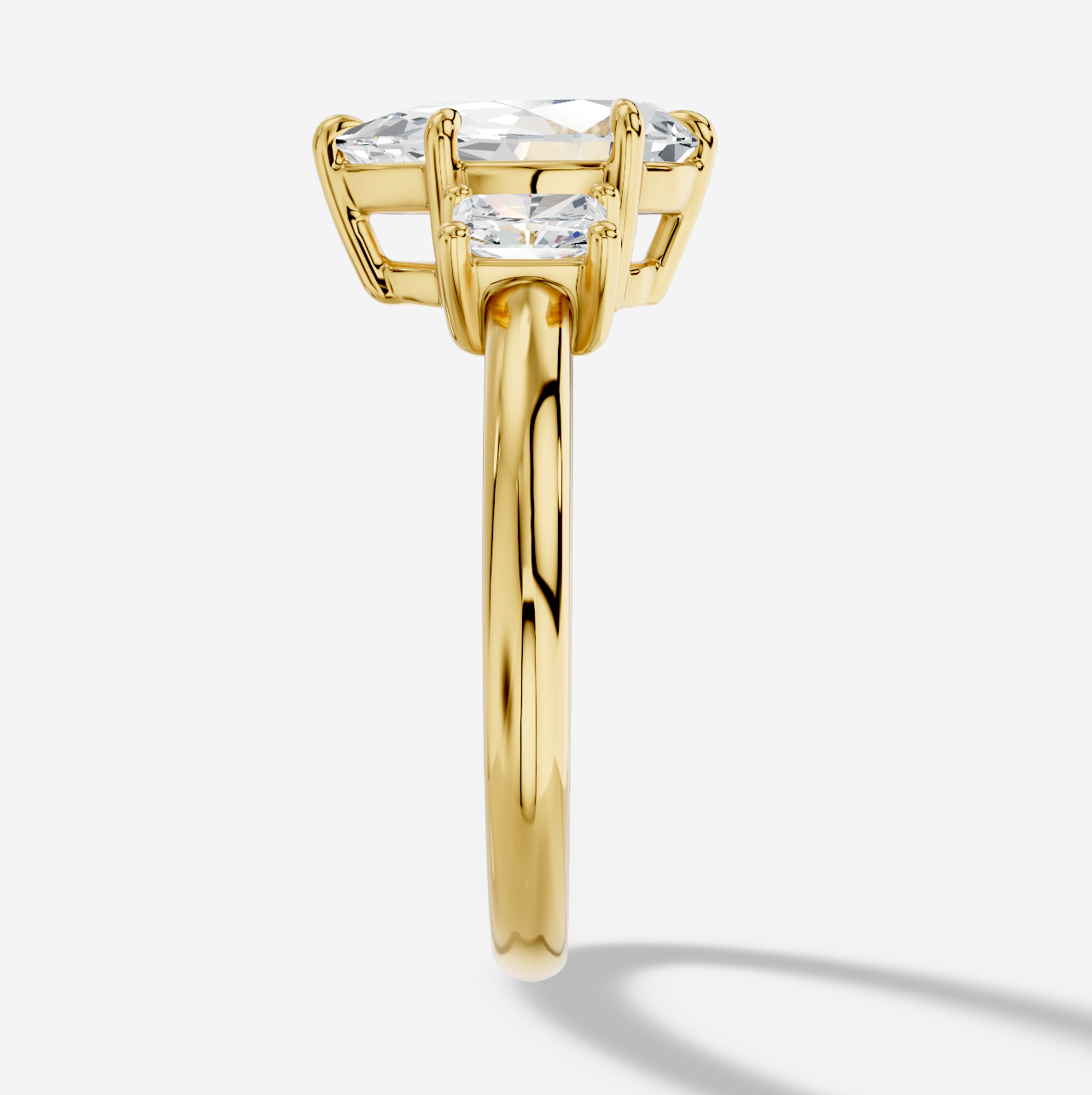 Pear Three Stone Diamond Ring in 18K Yellow Gold - 图片 2
