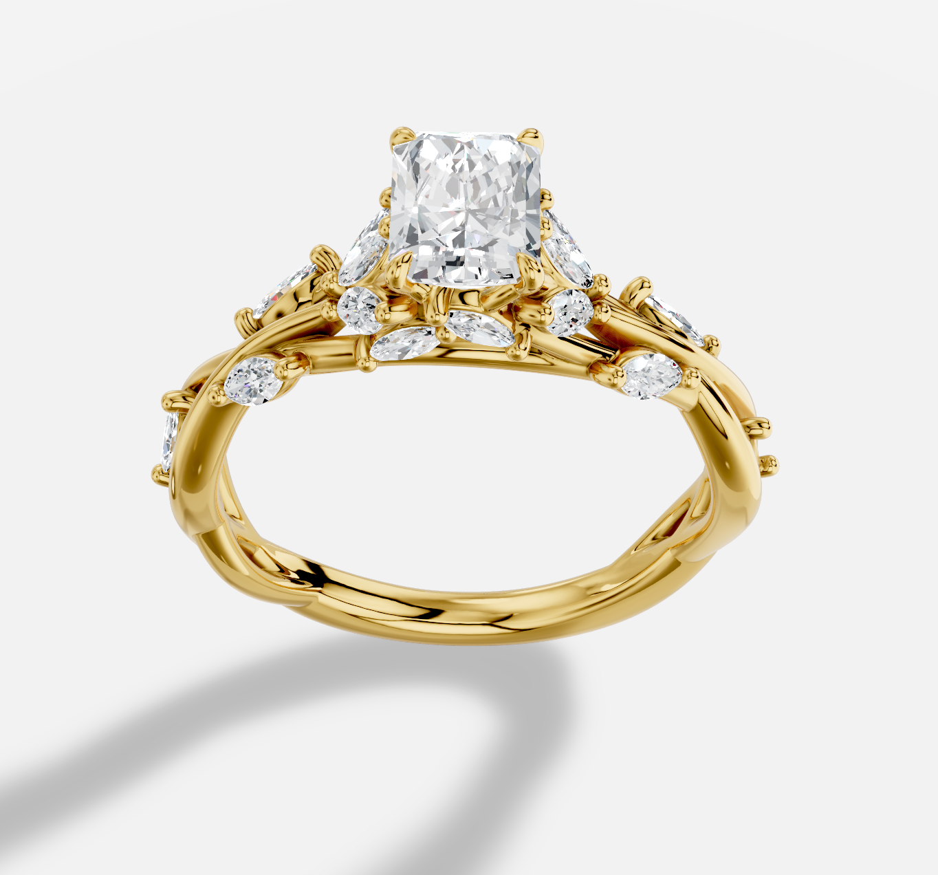 Radiant Diamond Ring in 18K Yellow Gold