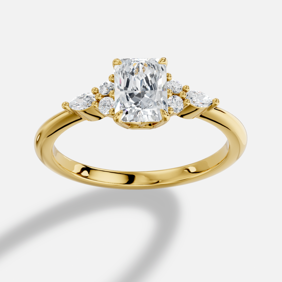 Radiant Diamond Ring in 18K Yellow Gold