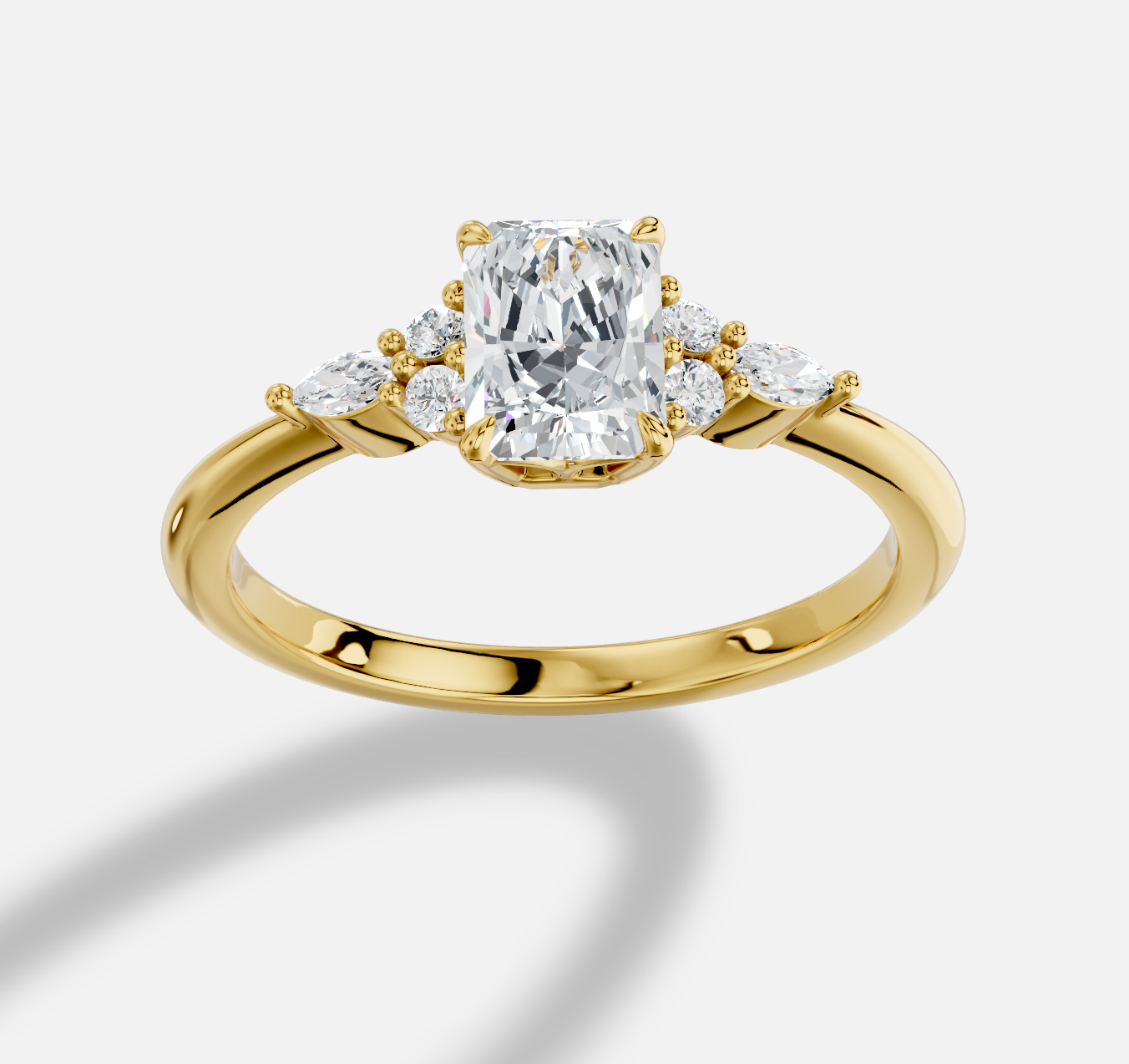 Radiant Diamond Ring in 18K Yellow Gold