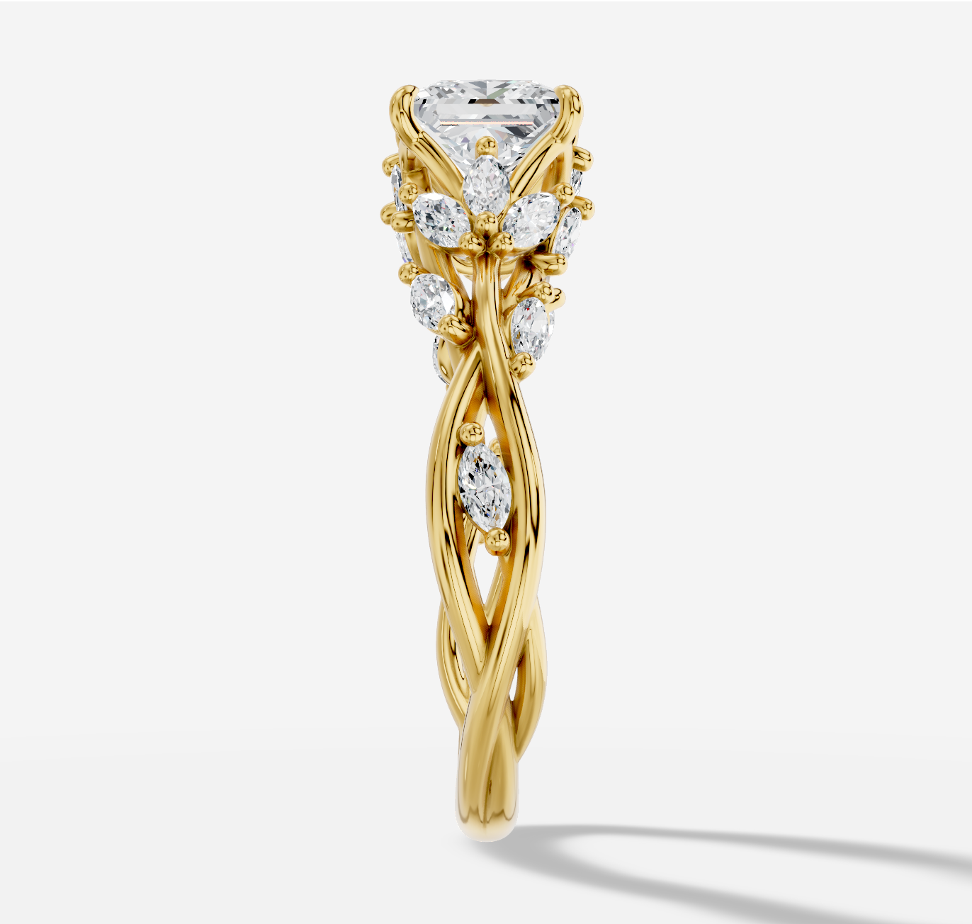 Princess Diamond Ring in 18K Yellow Gold - 图片 5