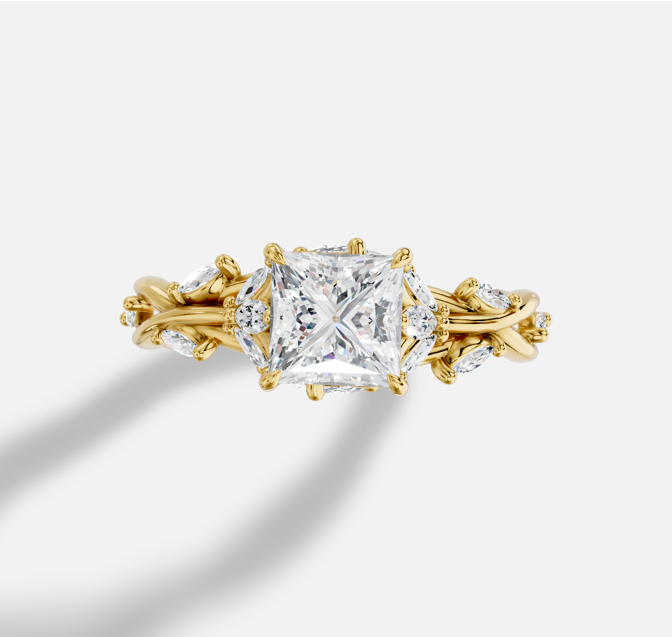 Princess Diamond Ring in 18K Yellow Gold - 图片 4