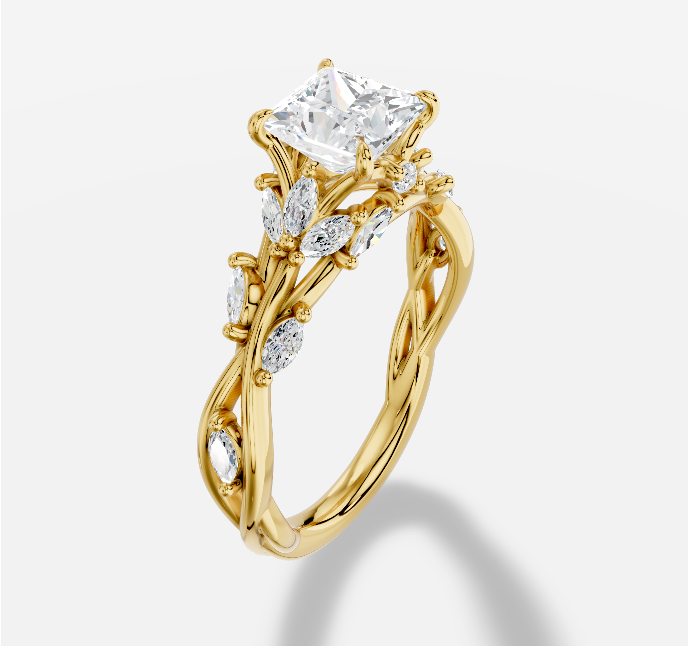 Princess Diamond Ring in 18K Yellow Gold - 图片 2
