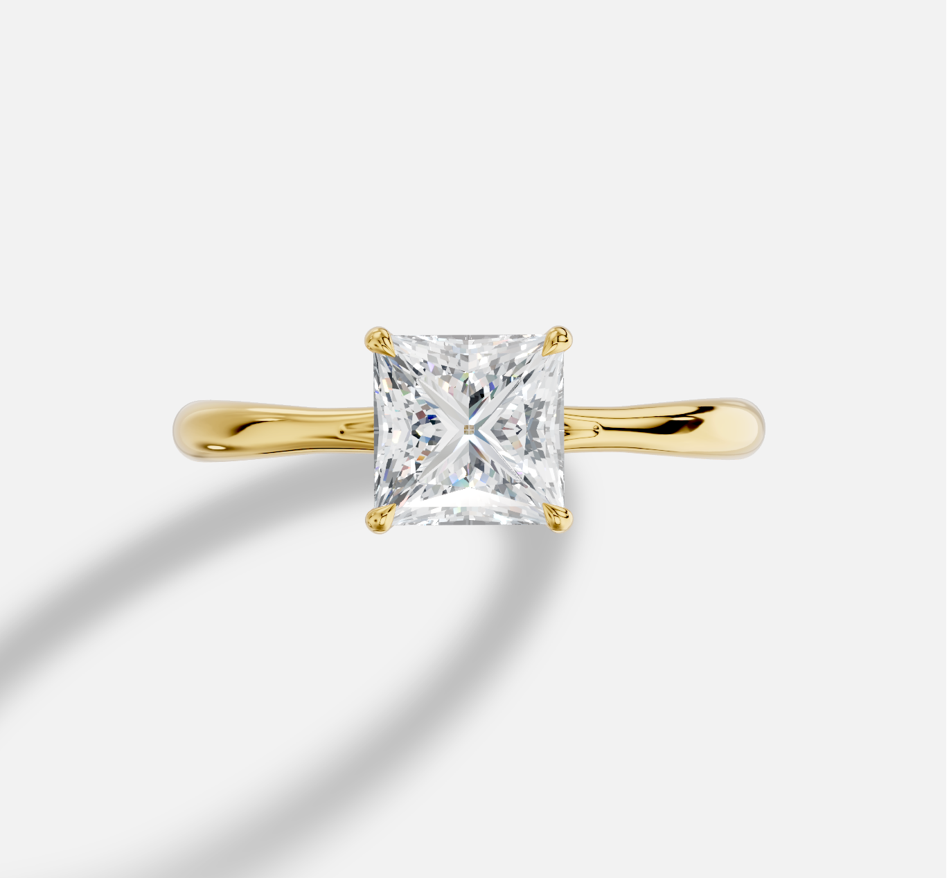 Princess Diamond Ring in 18K Yellow Gold - 图片 4