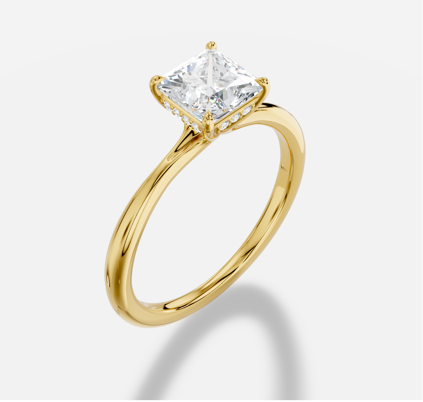 Princess Diamond Ring in 18K Yellow Gold - 图片 3