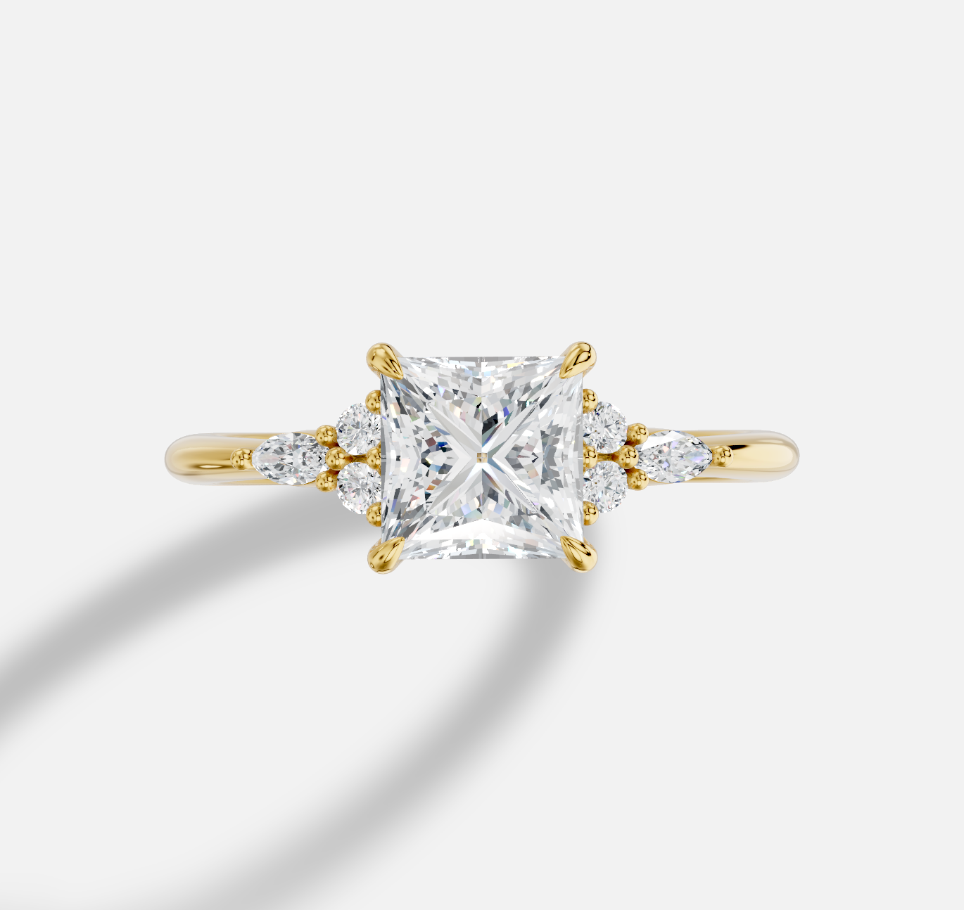 Princess Diamond Ring in 18K Yellow Gold - 图片 5