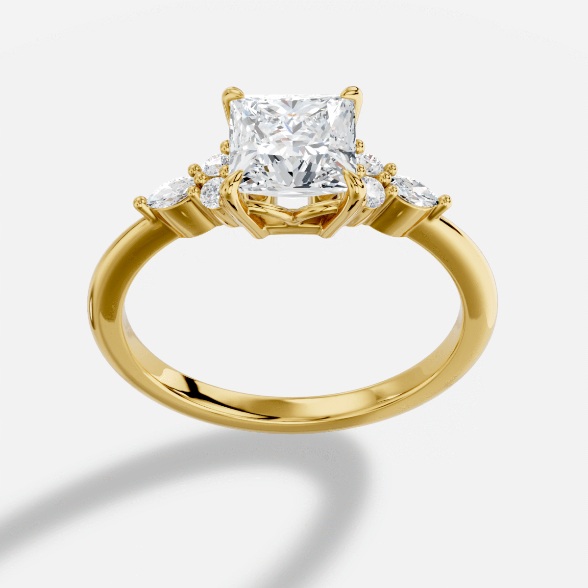 Princess Diamond Ring in 18K Yellow Gold
