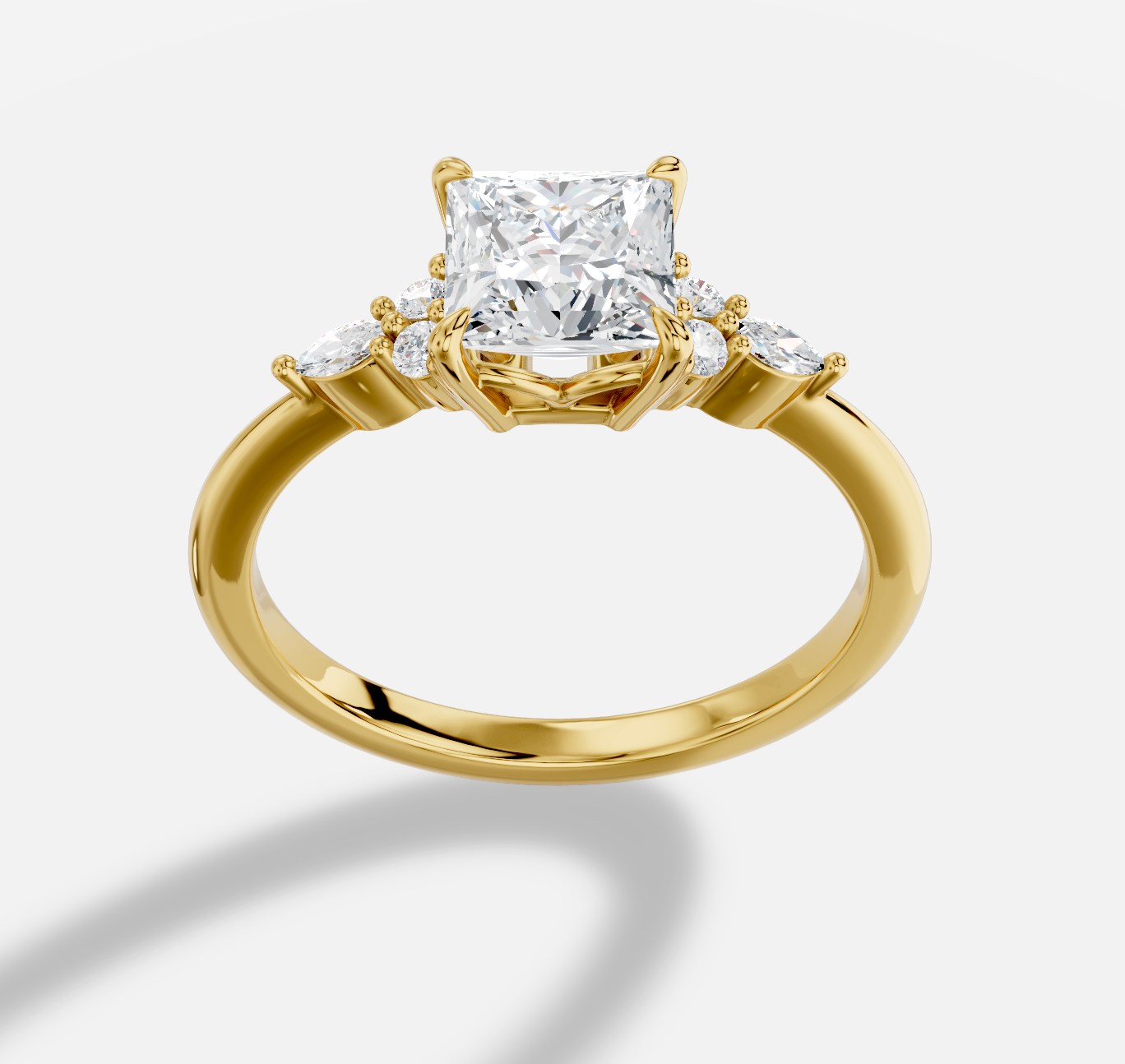Princess Diamond Ring in 18K Yellow Gold