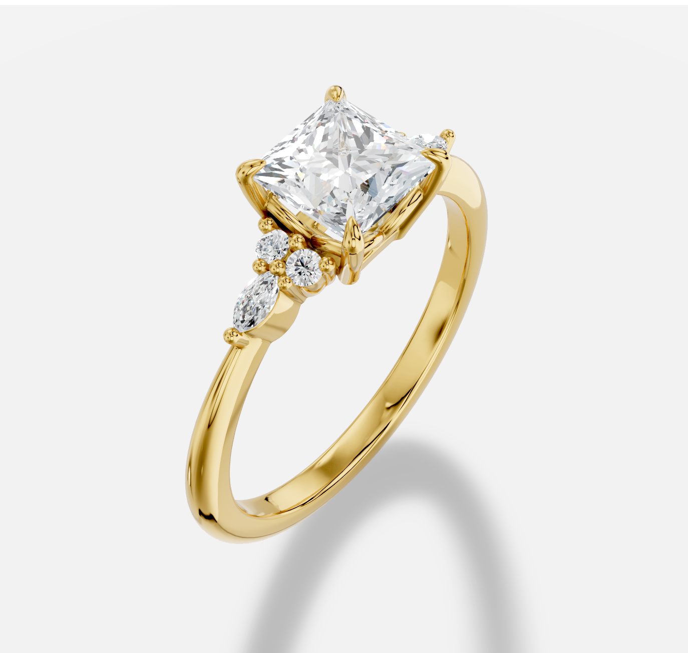 Princess Diamond Ring in 18K Yellow Gold - 图片 2