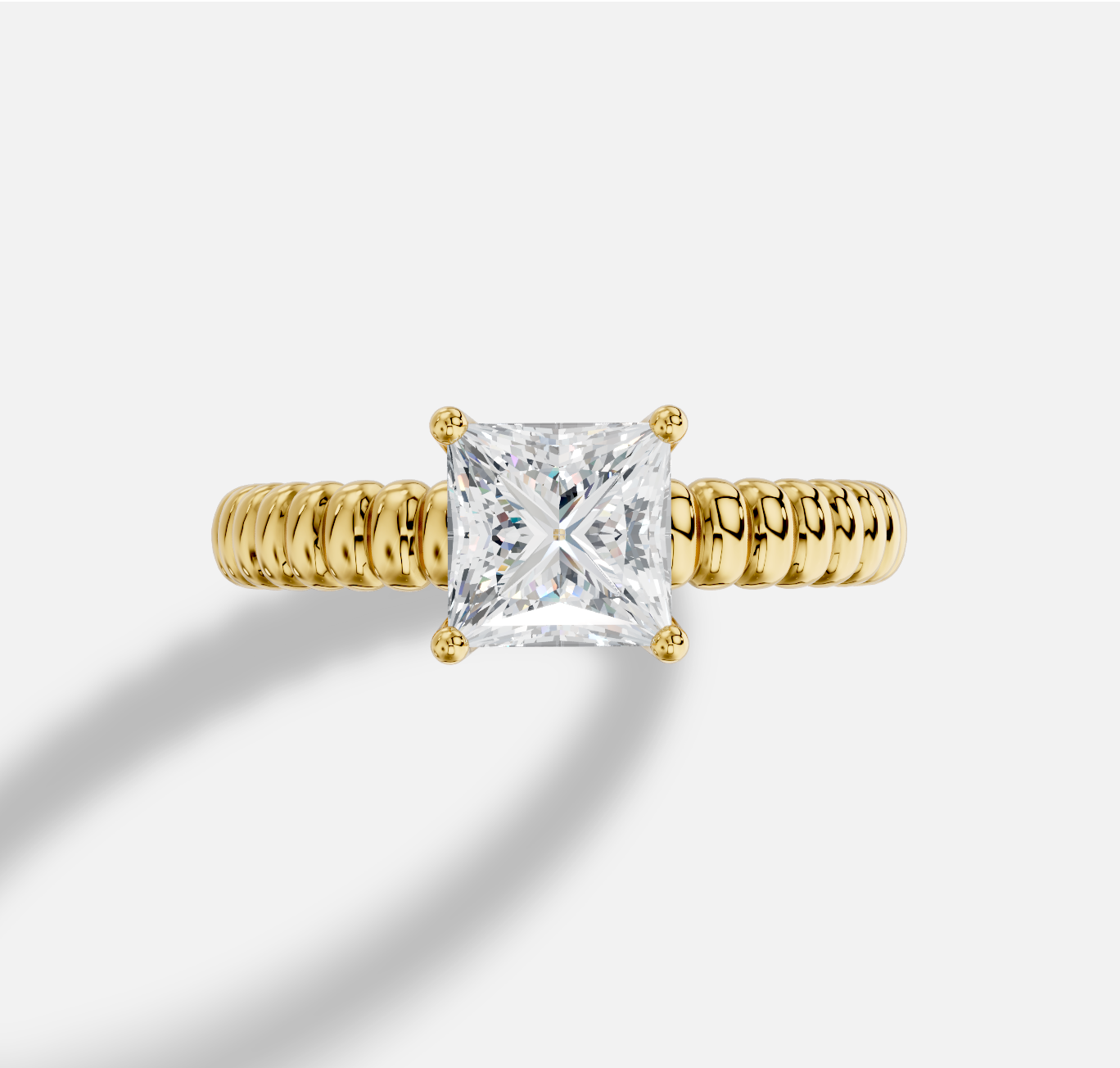 Princess Diamond Ring in 18K Yellow Gold - 图片 5