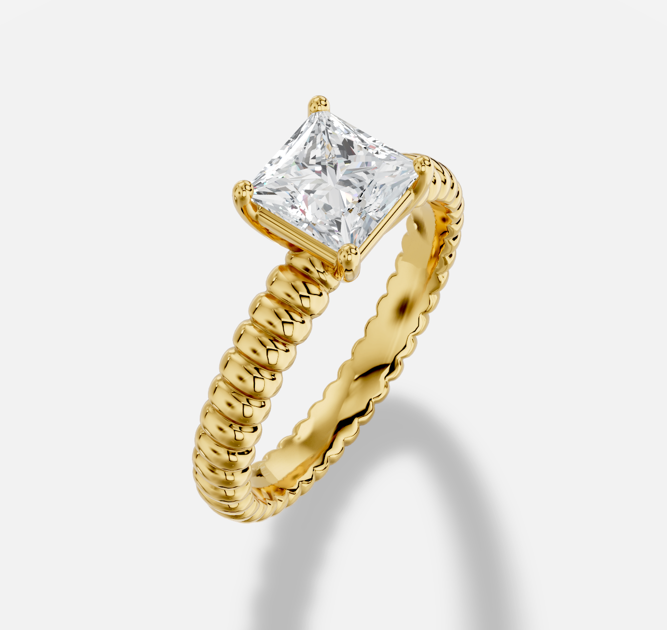 Princess Diamond Ring in 18K Yellow Gold - 图片 4
