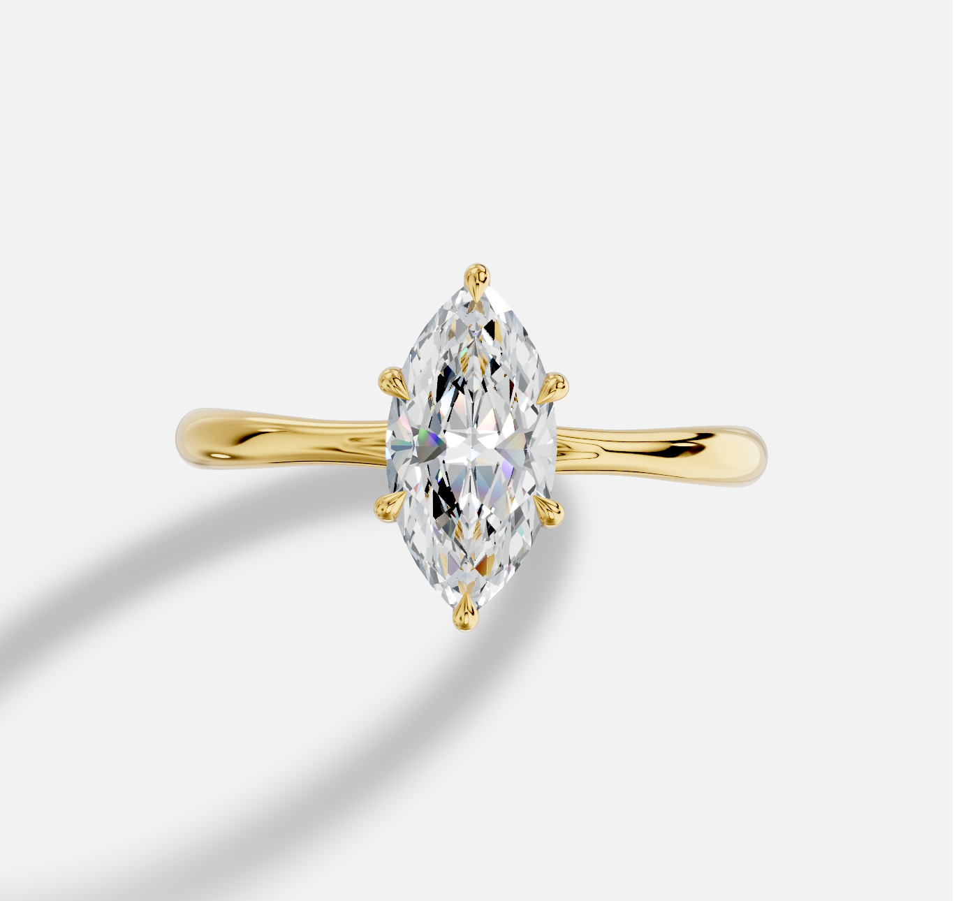 Marquise Diamond Ring in 18K Yellow Gold - 图片 2