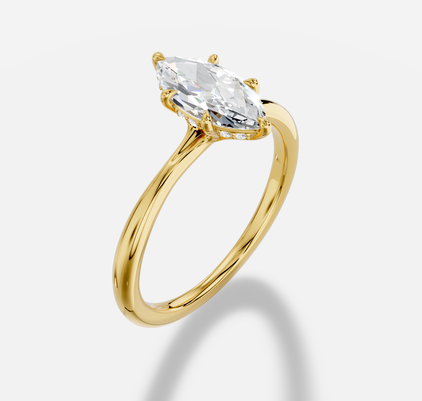 Marquise Diamond Ring in 18K Yellow Gold - 图片 4