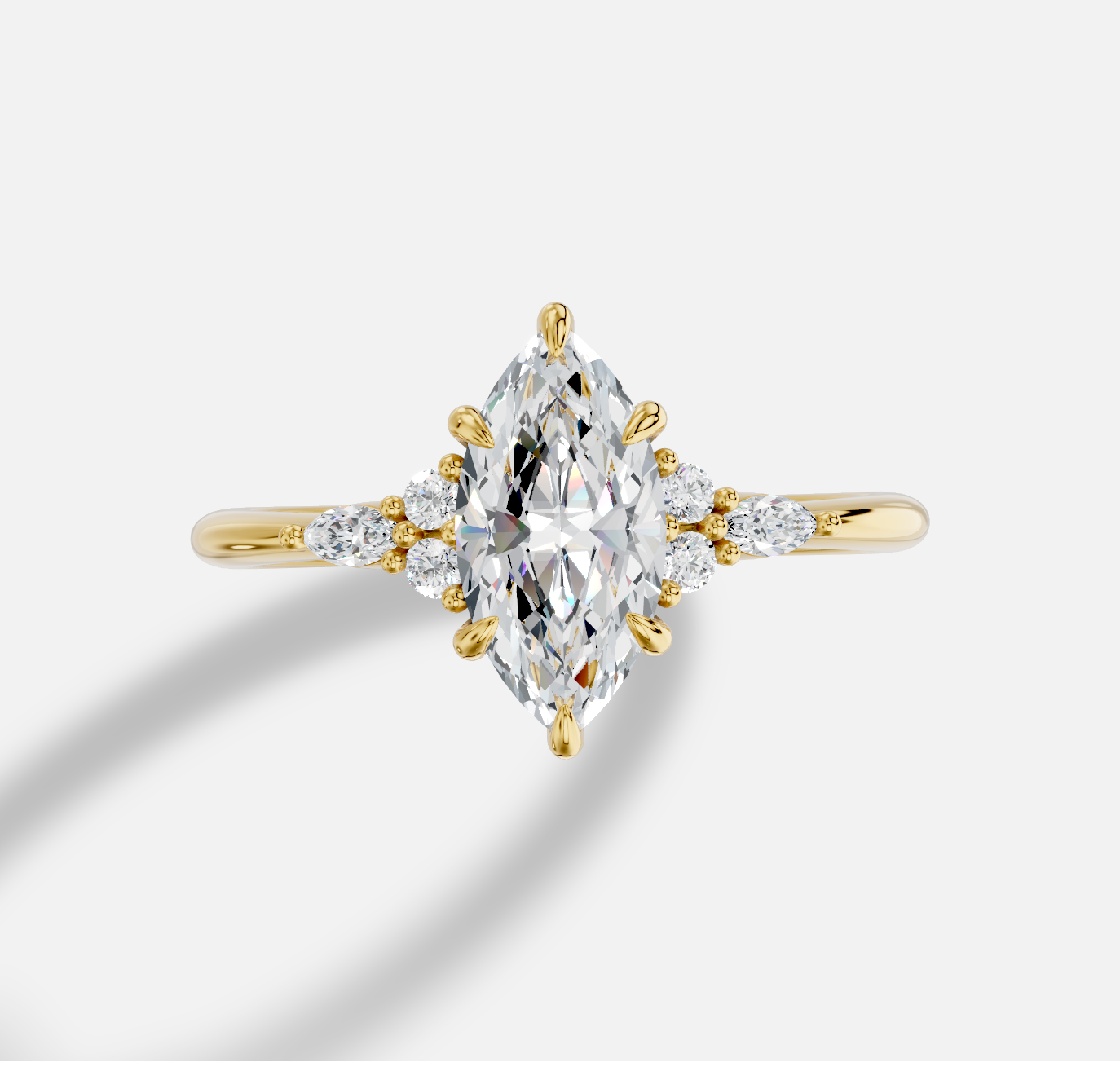 Marquise Diamond Ring in 18K Yellow Gold - 图片 5