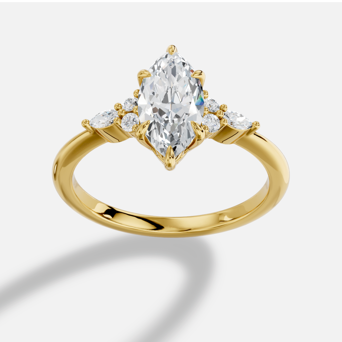 Marquise  Diamond Ring in 18K Yellow Gold