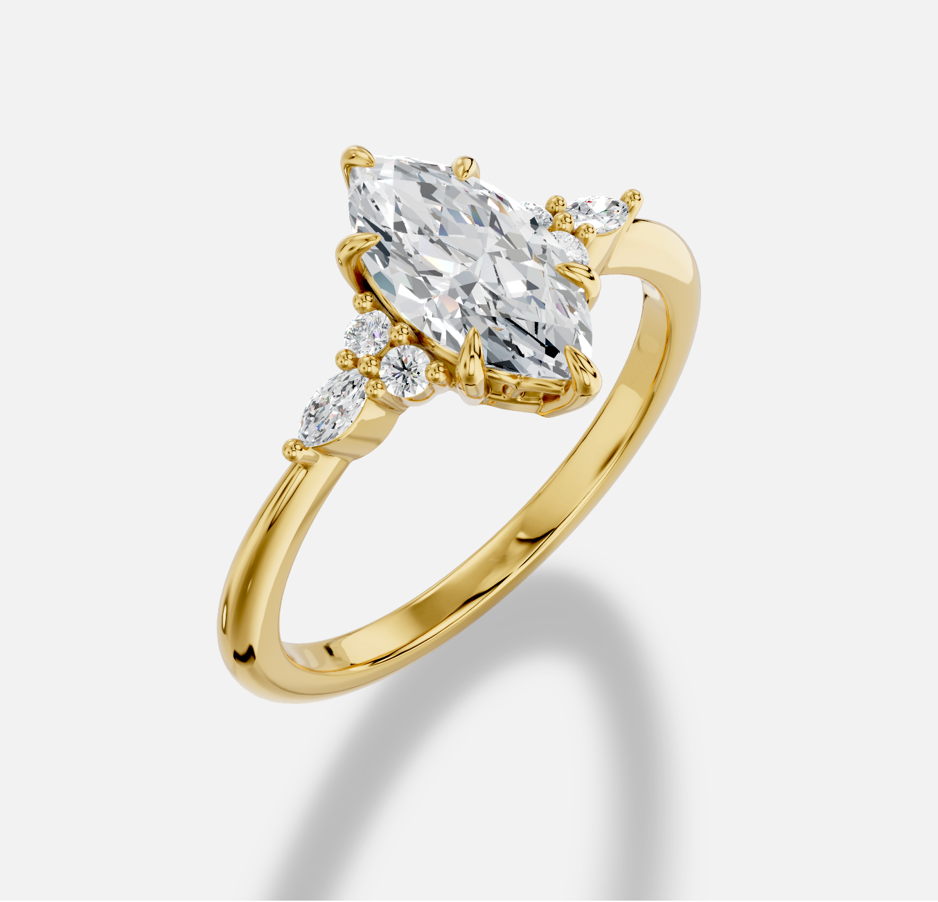 Marquise Diamond Ring in 18K Yellow Gold - 图片 2