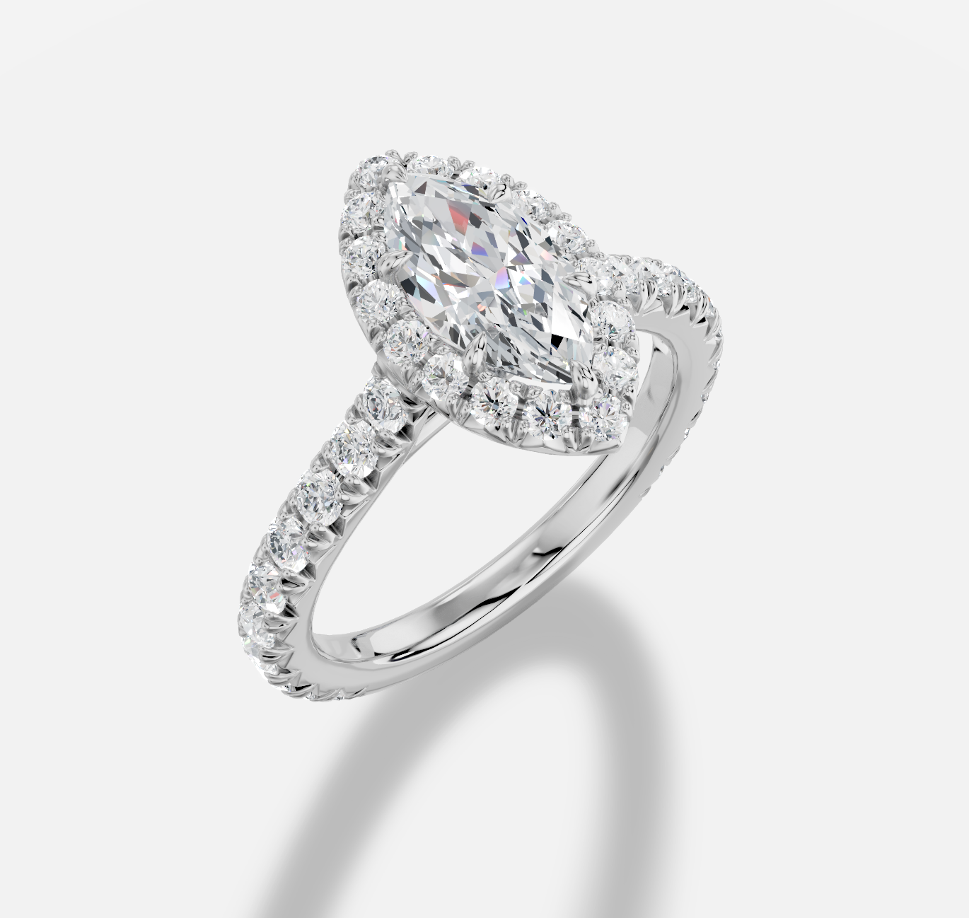Marquise Diamond Ring in 18K White Gold - 图片 5