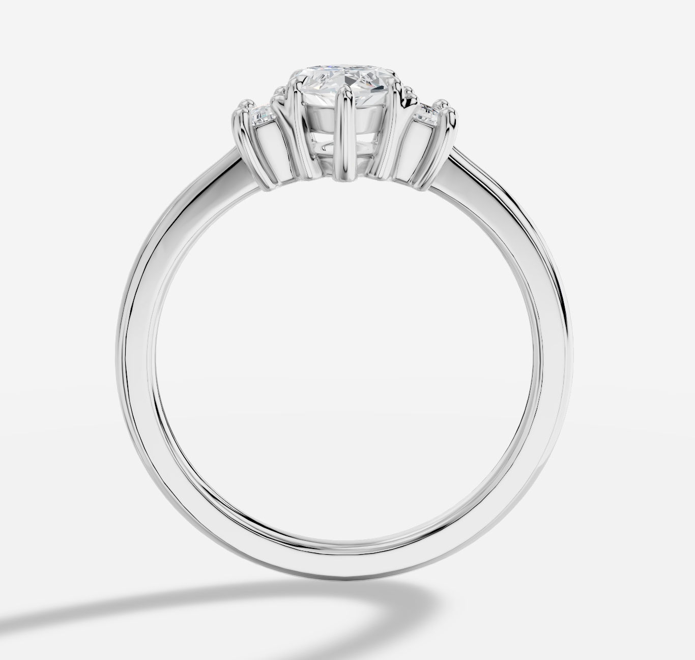 Marquise Three stones Diamond Ring in 18K White Gold - 图片 2