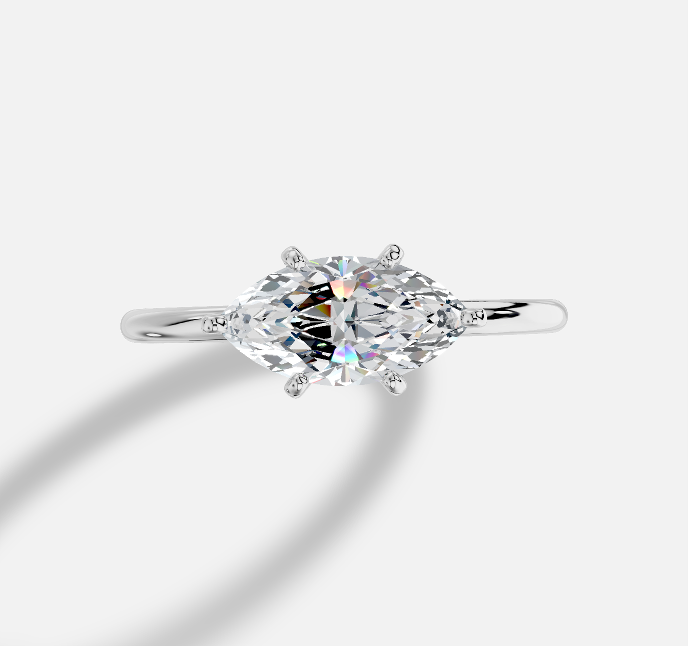 Marquise Diamond Ring in 18K White Gold - 图片 3