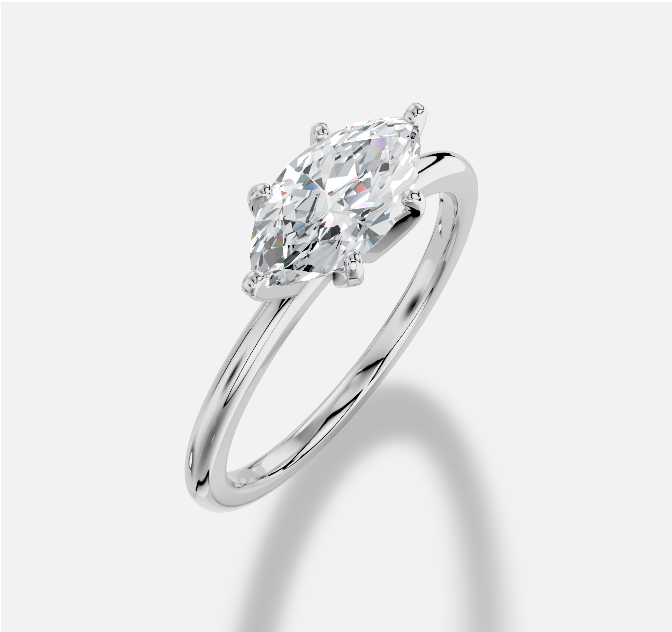 Marquise Diamond Ring in 18K White Gold - 图片 4