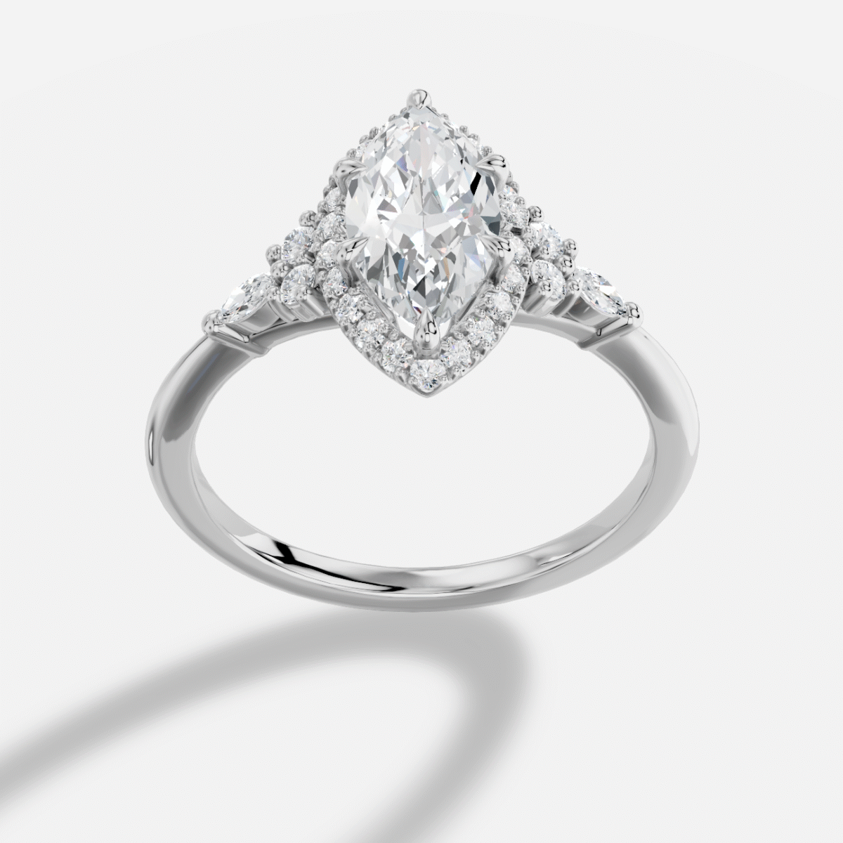 Marquise  Diamond Ring in  18K White Gold