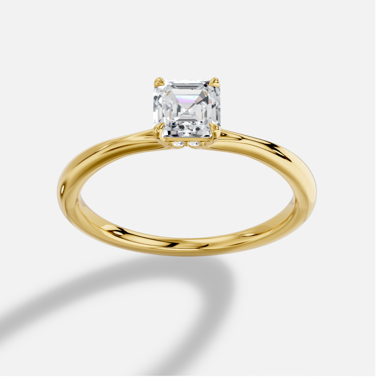 Asscher Diamond Ring in 18K Yellow Gold