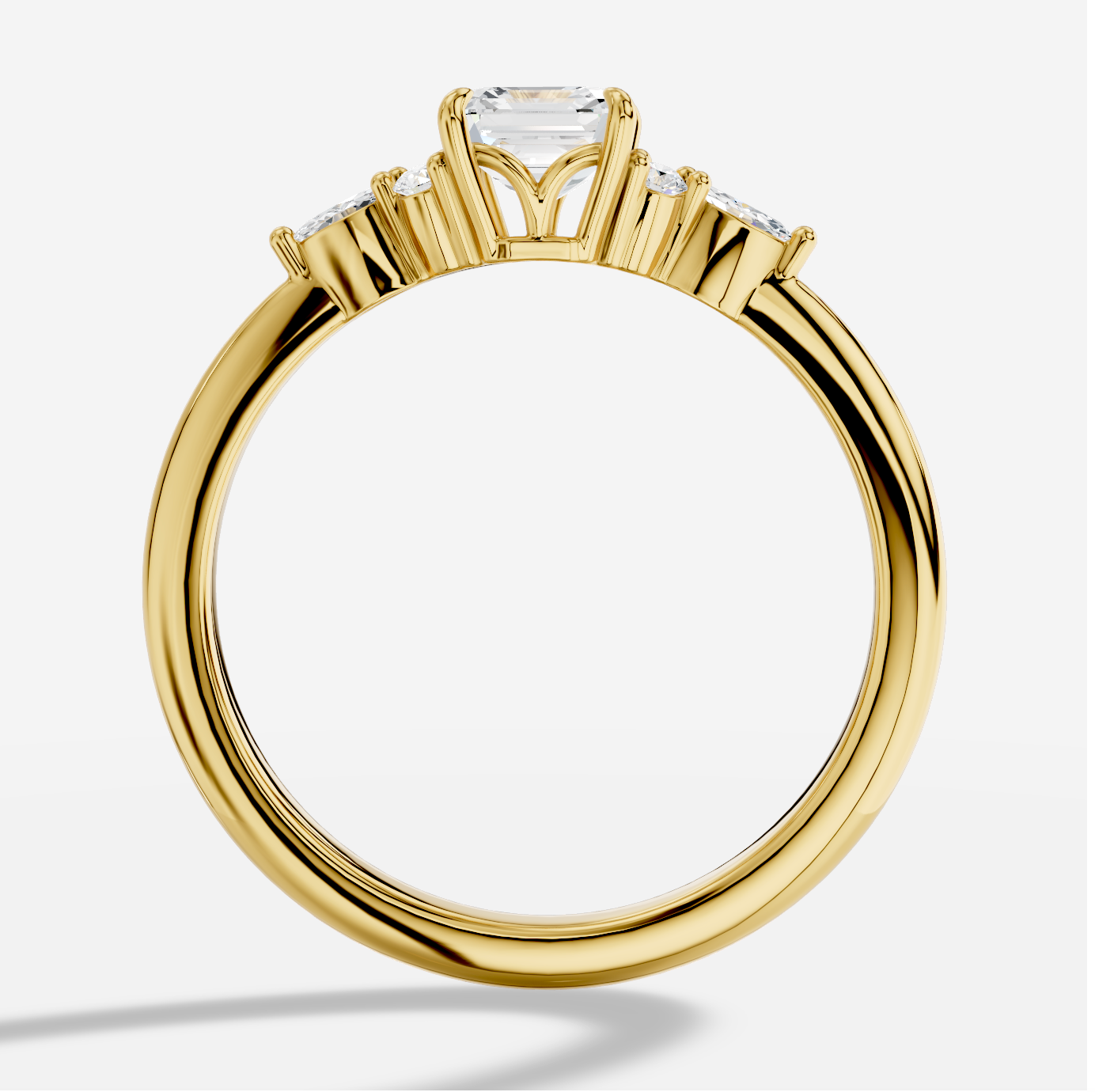 Asscher Diamond Ring in 18K Yellow Gold - 图片 4