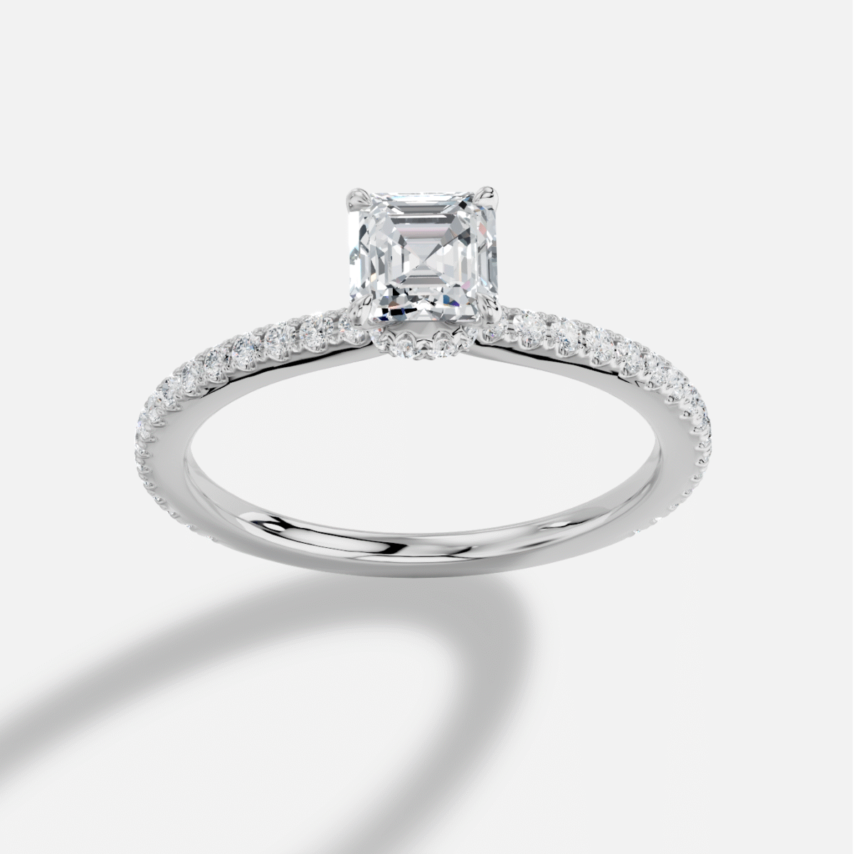 Asscher Diamond Ring in 18K White Gold