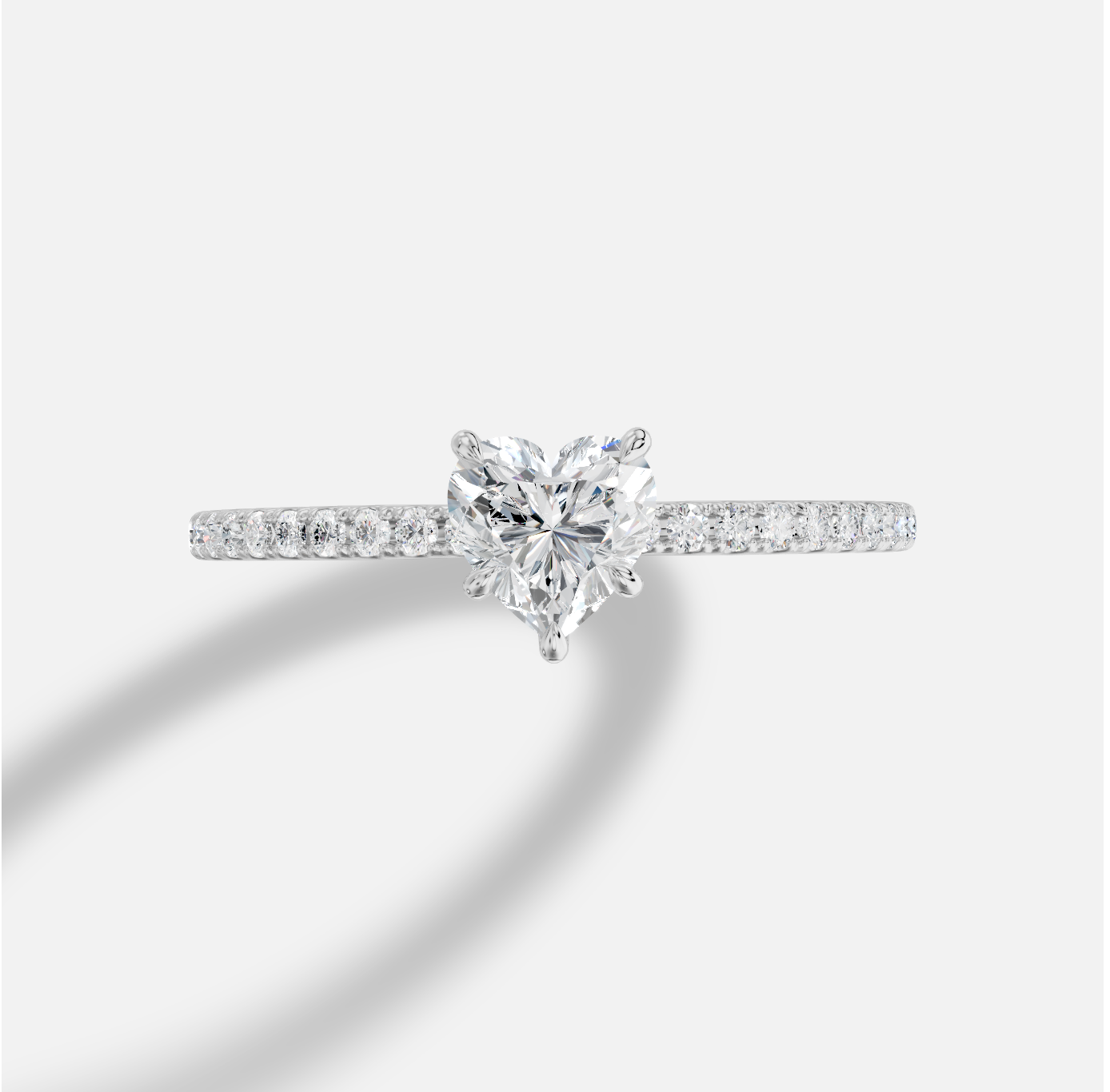 Heart Diamond Ring in 18K White Gold - 图片 2