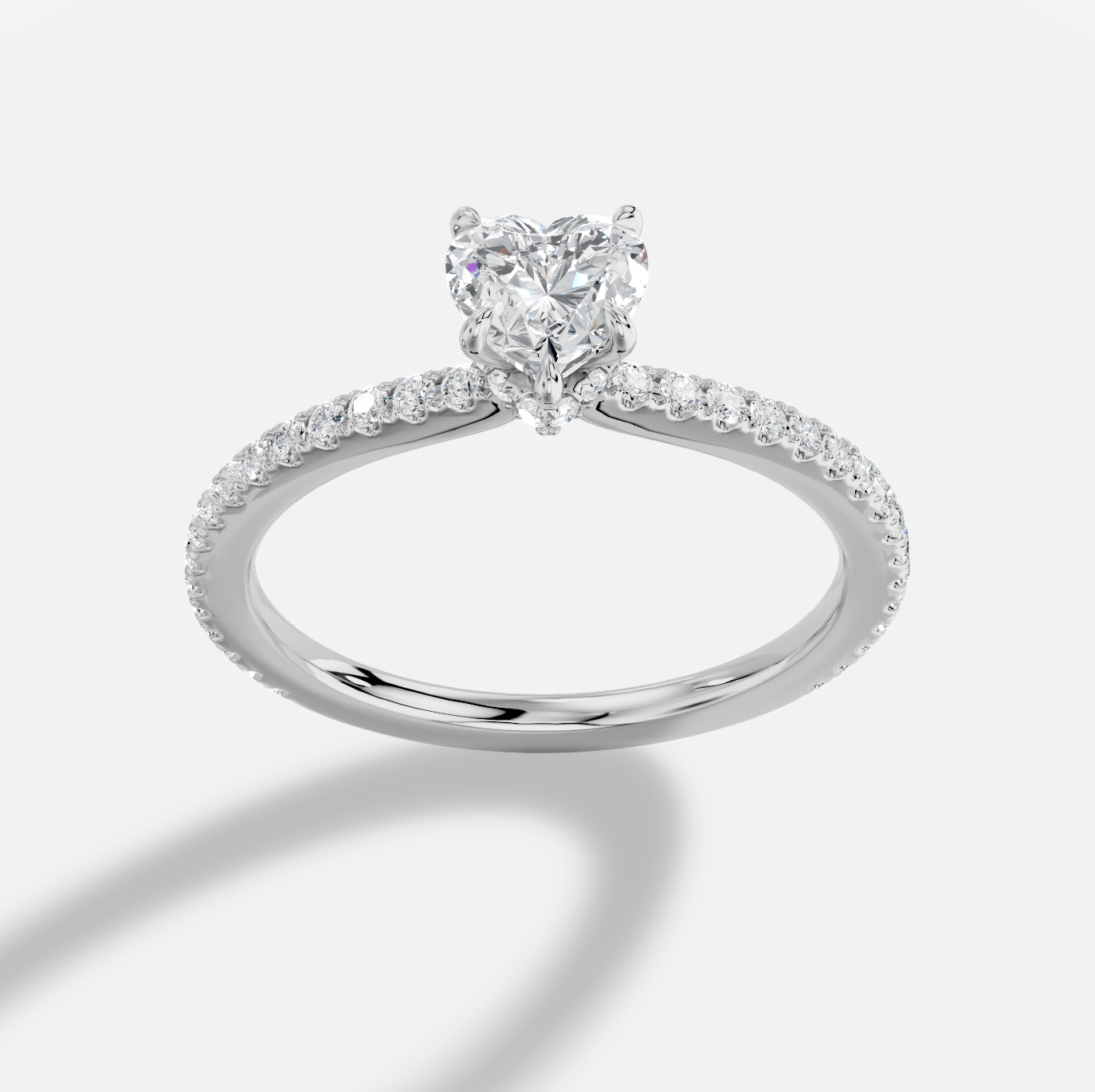 Heart Diamond Ring in 18K White Gold