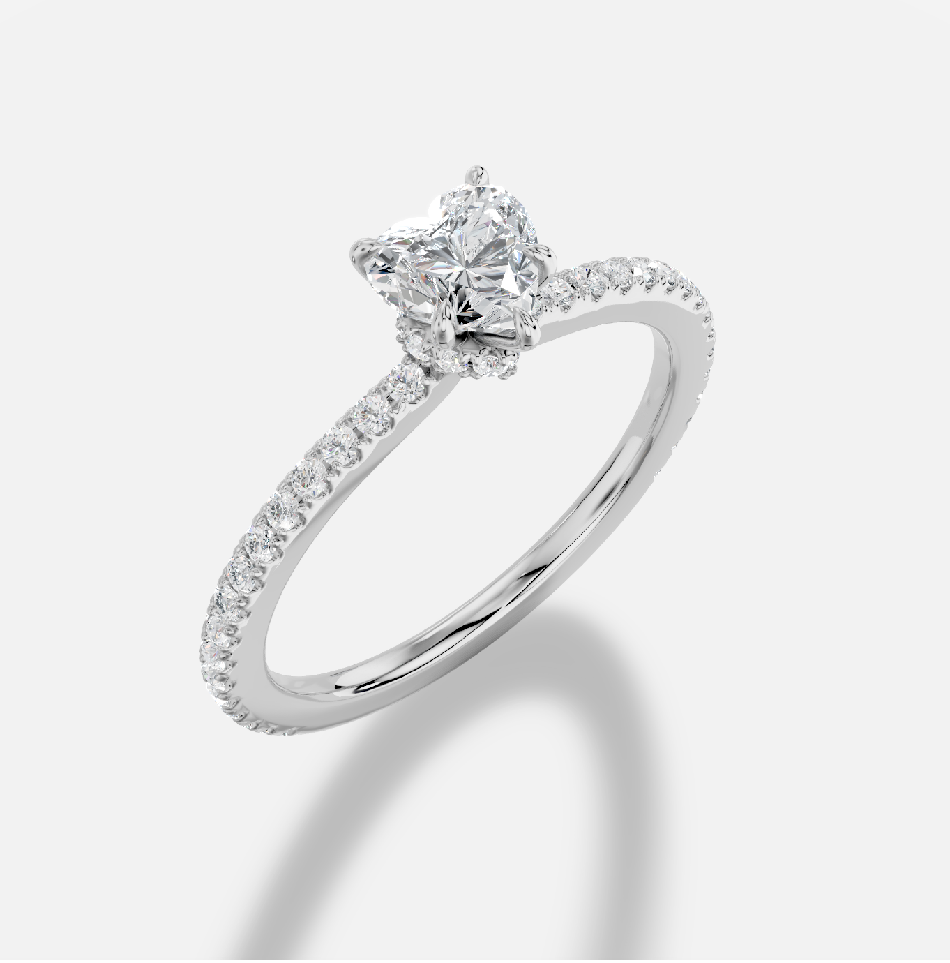 Heart Diamond Ring in 18K White Gold - 图片 3