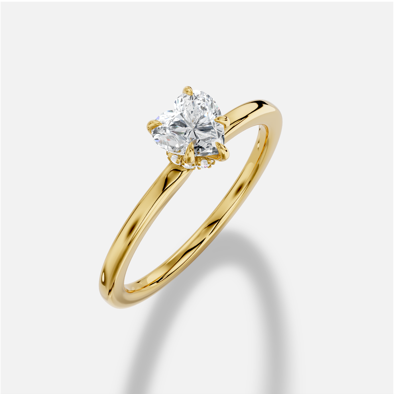 Heart Diamond Ring in 18K Yellow Gold - 图片 4