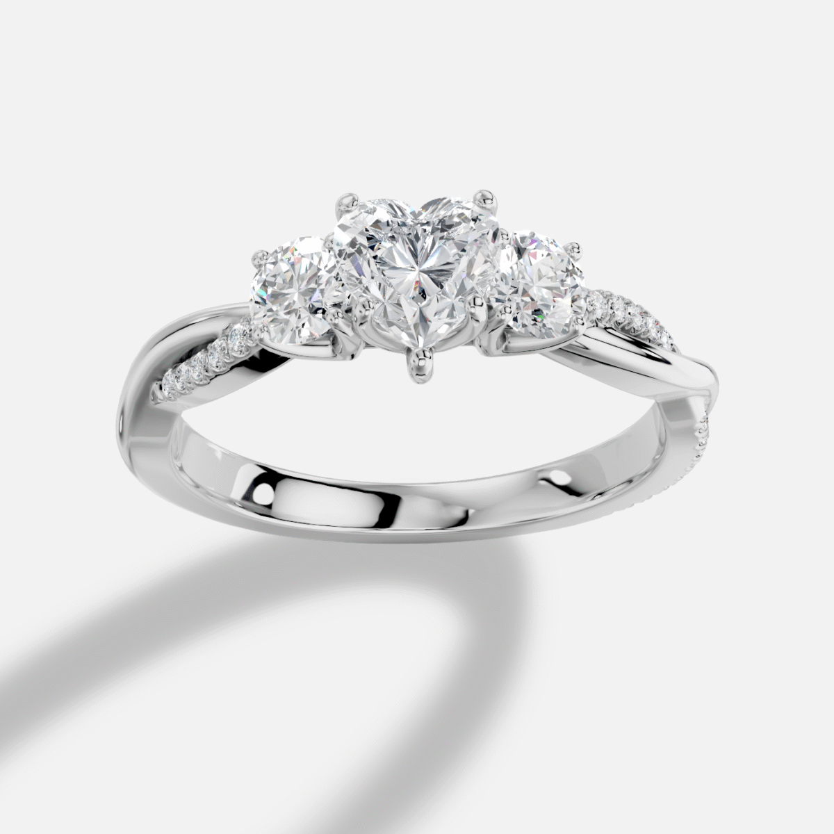 Heart  Diamond Ring in 18K White Gold