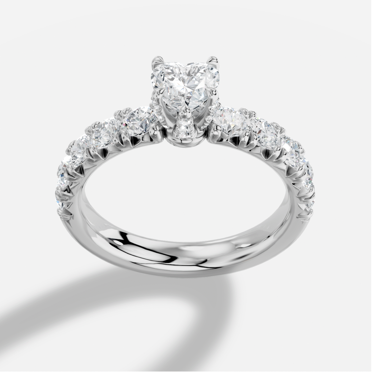 Heart  Diamond Ring in 18K White Gold