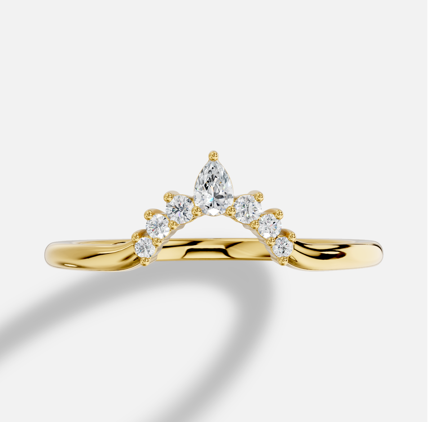 Pear Diamond Ring in 18K Yellow Gold - 图片 2