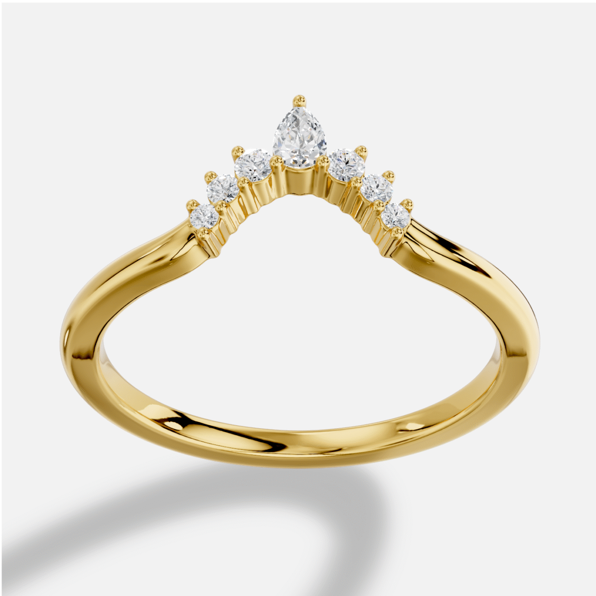 Pear Diamond Ring in 18K Yellow Gold