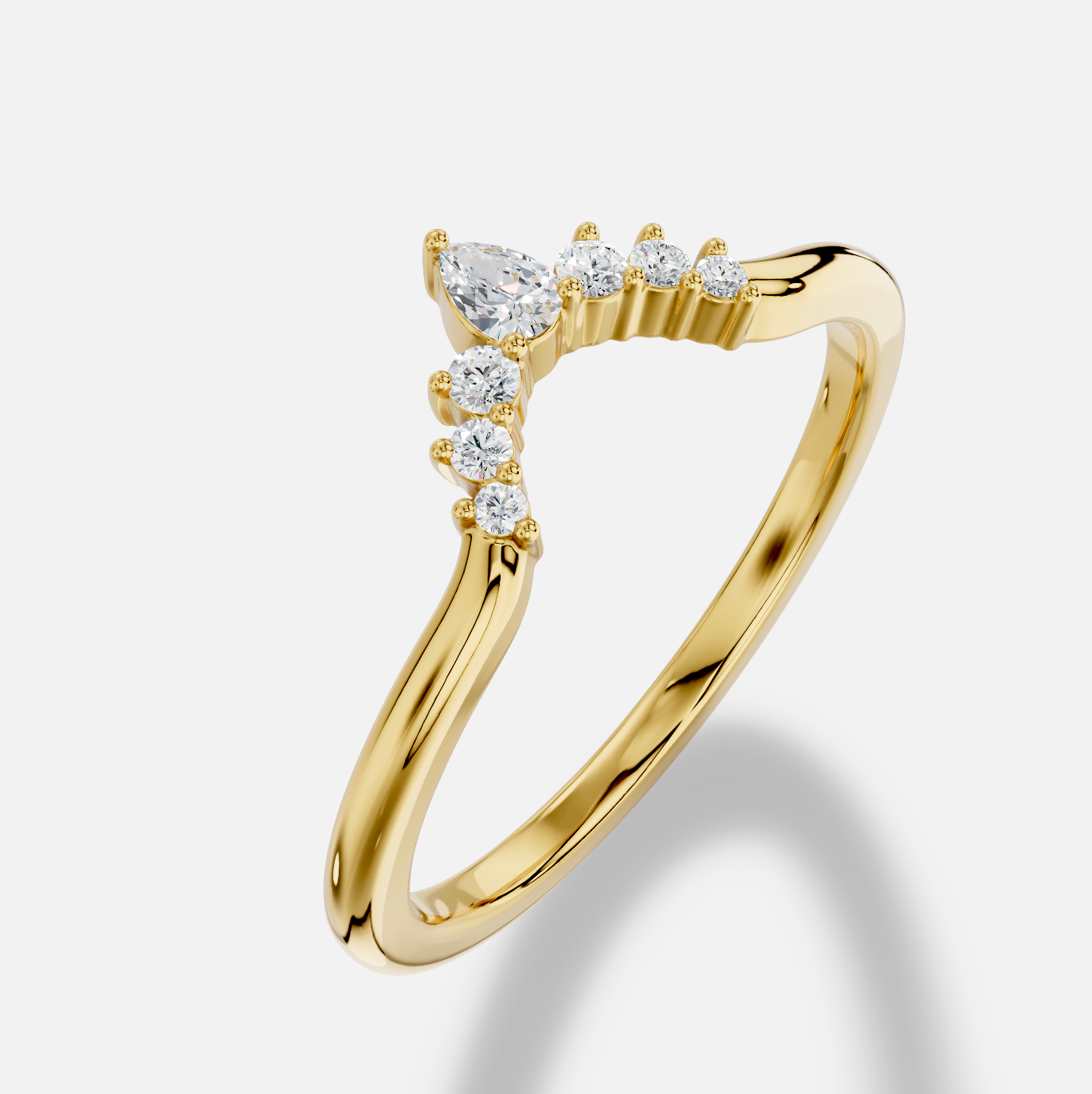 Pear Diamond Ring in 18K Yellow Gold - 图片 3