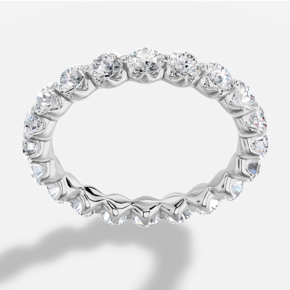 Round Full Coverage Diamond Ring  in 18K White Gold