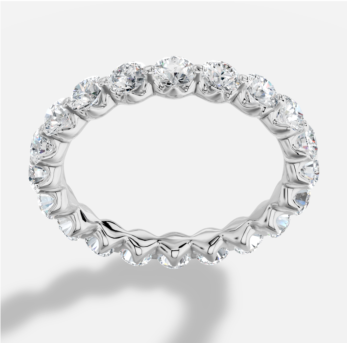 Round Full Coverage Diamond Ring  in 18K White Gold