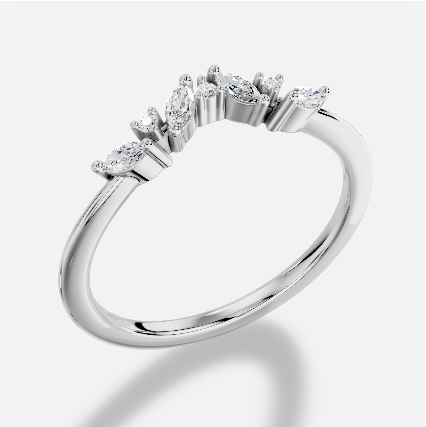 Marquise Diamond Ring in 18K White Gold - 图片 5