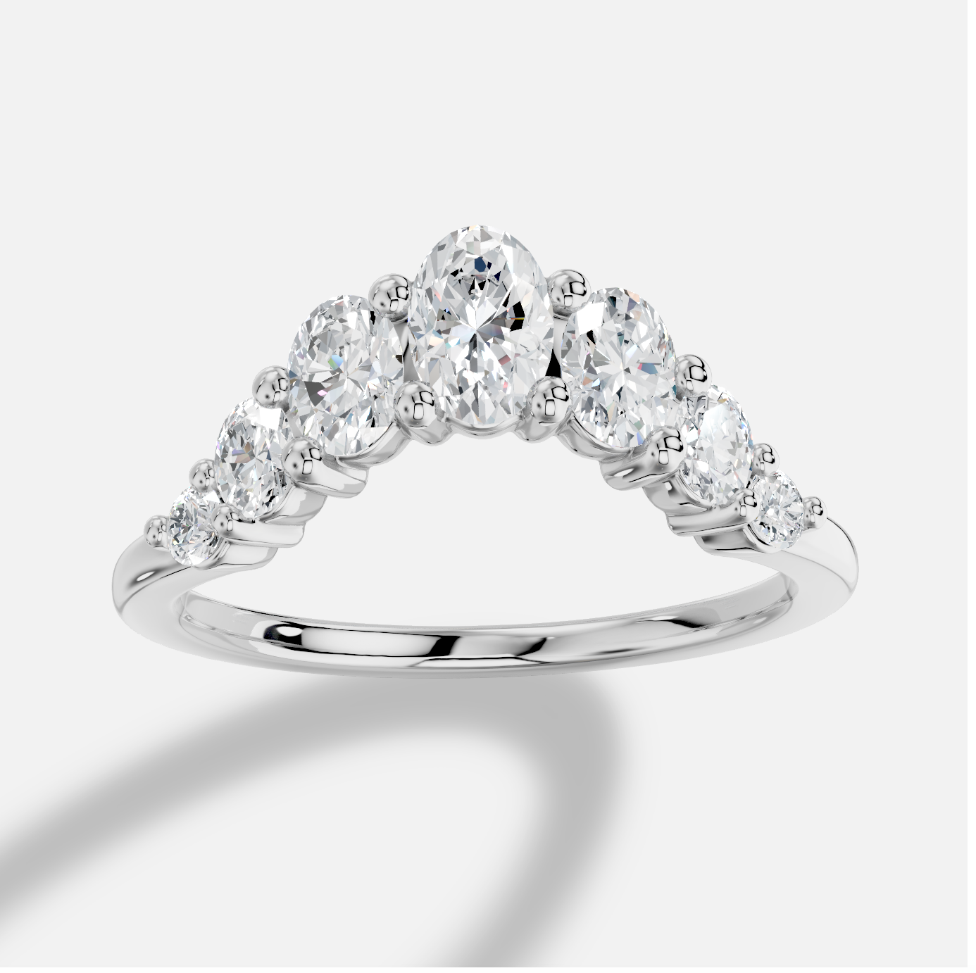 Oval  Diamond Ring in 18K White Gold