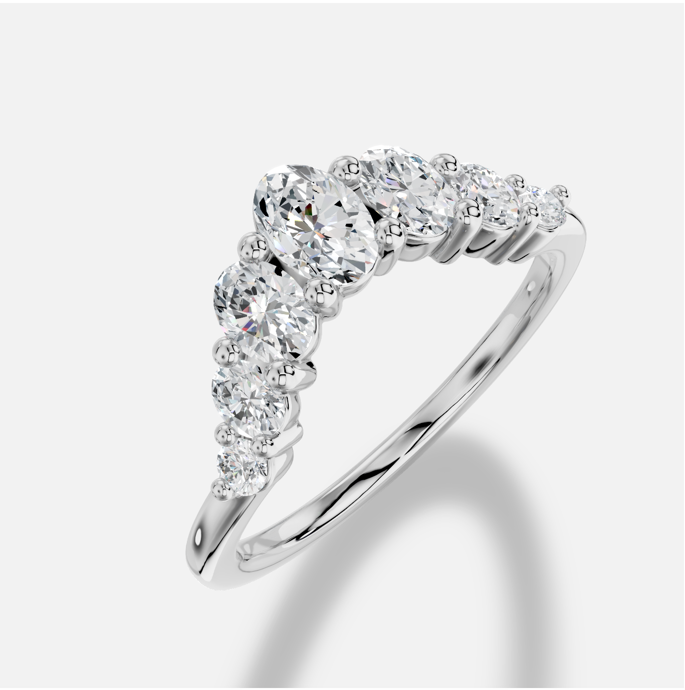 Oval Diamond Ring in 18K White Gold - 图片 4
