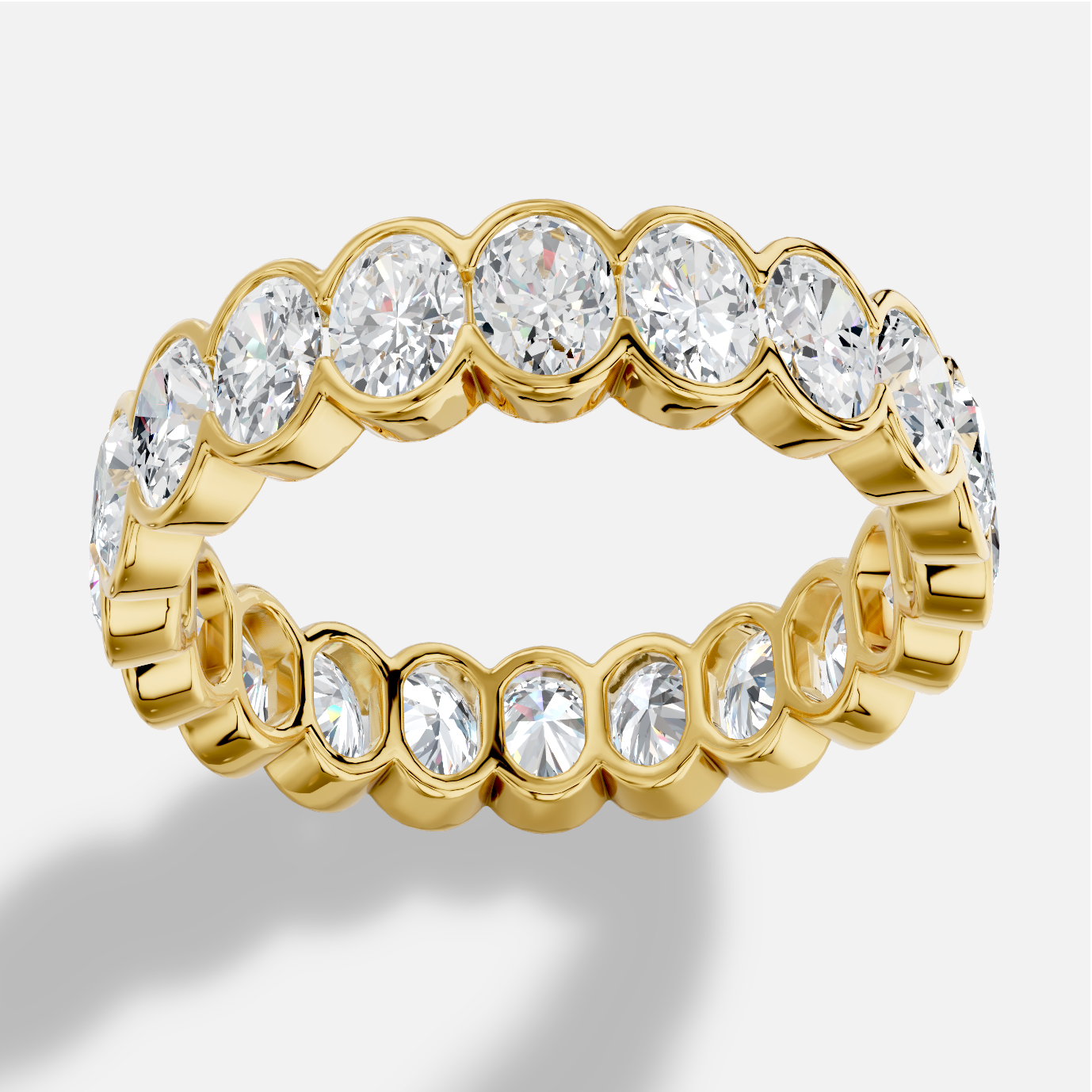 Oval  Diamond Ring in 18K White Gold