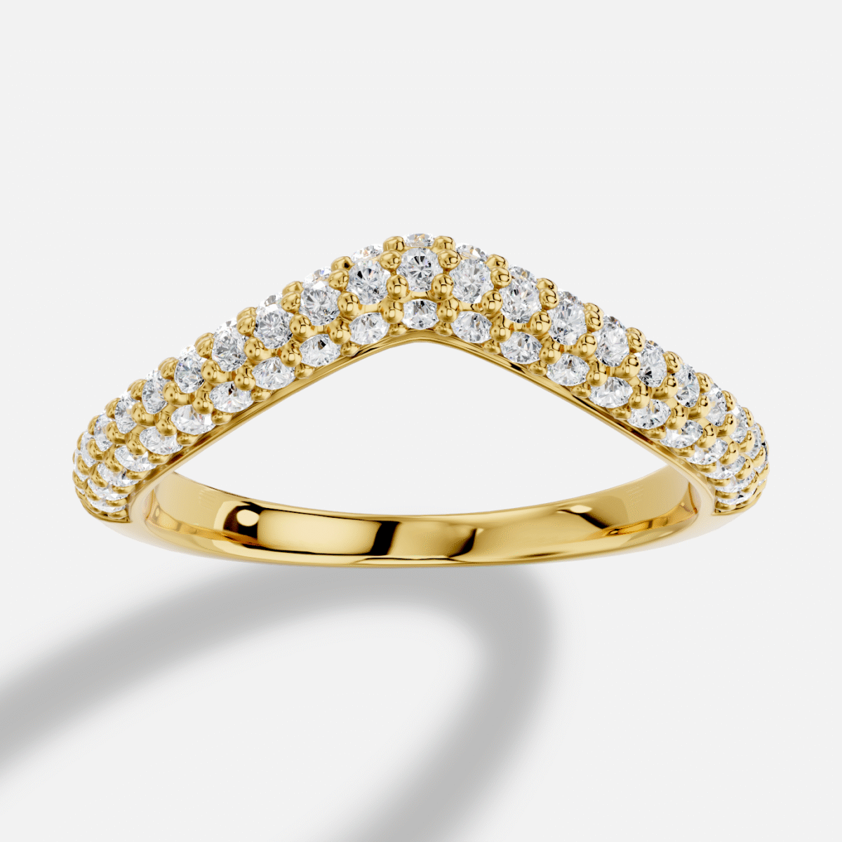 Round Half Coverage Diamond Ring in 18K Yellow Gold
